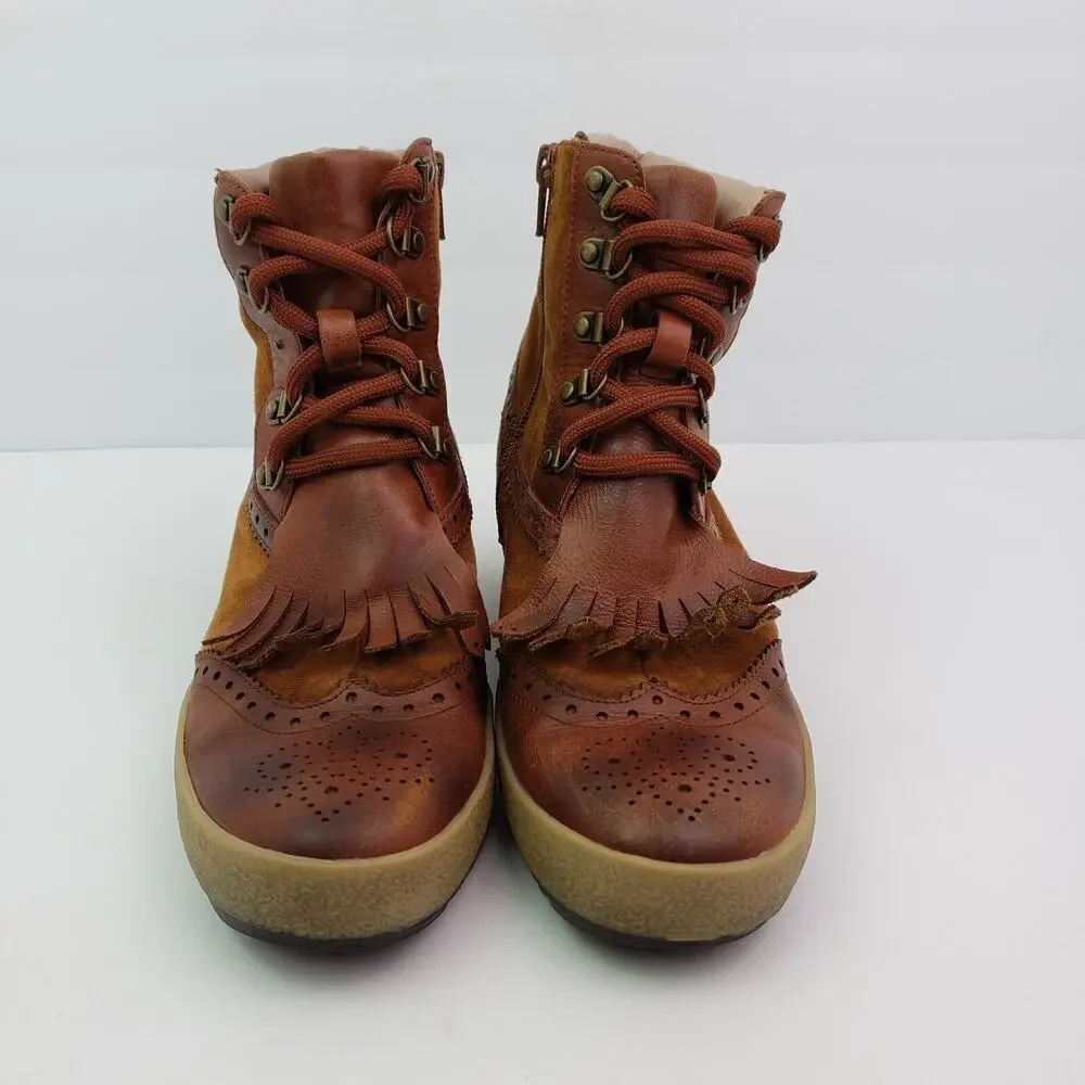Sundance Mam' Zelle Womens Size EU 38 US 7.5-8 Brown Leather Wedge Western Shoes
